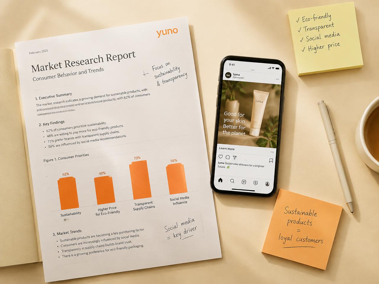 Report di ricerca di mercato e annuncio social